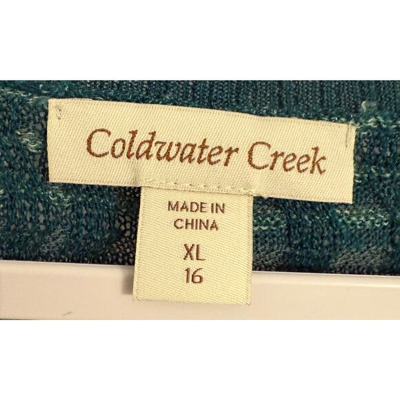 Coldwater Creek Coastal Nautical Linen Blend Open Knit Dolman Button Cardigan XL - Picture 4 of 7